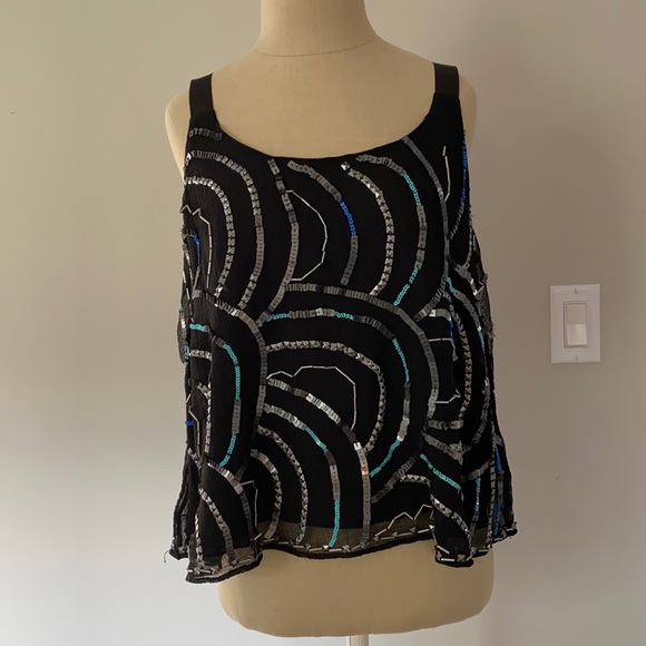 Free People black sequin top S - Picture 1 of 3